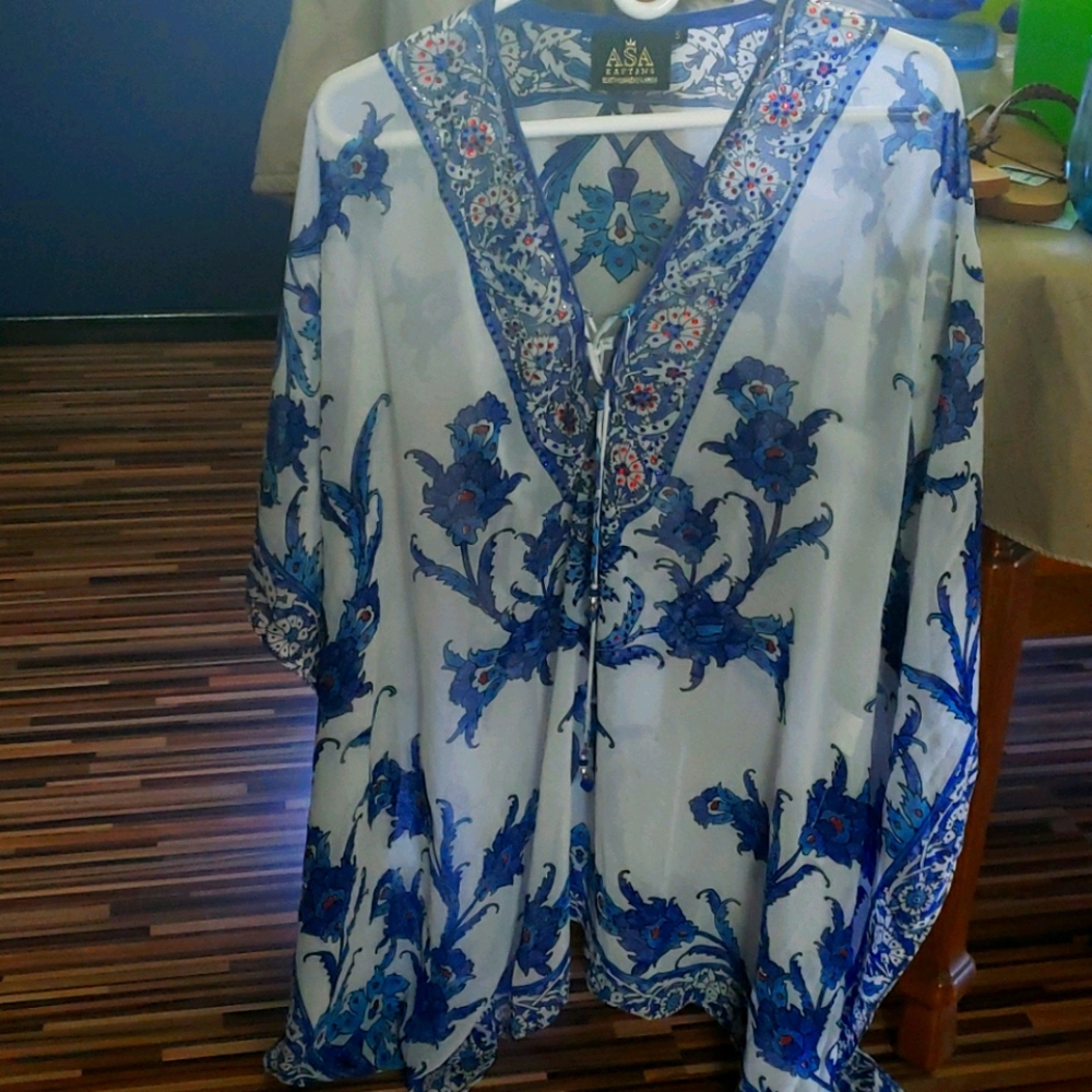 Asa Kaftans blue and white floral